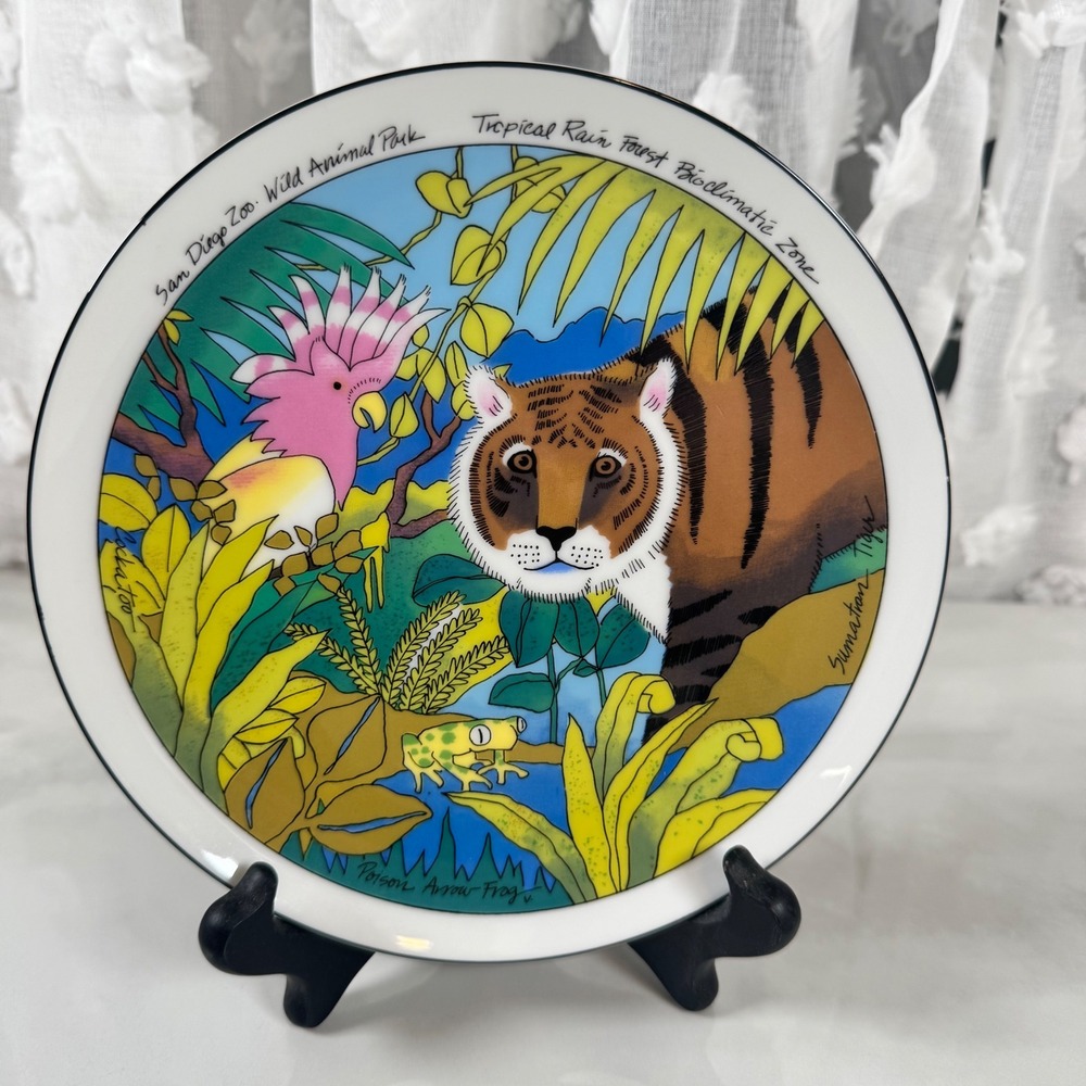 Tropical Rain Forest San Diego Zoo Wild Animal Park Collector Plate Tiger 1988